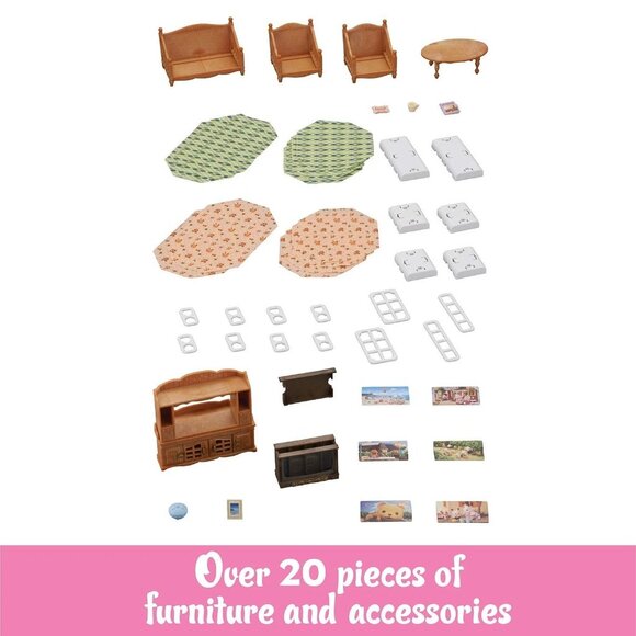 Calico Critters Comfy Living Room Set Toy Dollhouse Furniture & Accessories Set - Picture 3 of 9